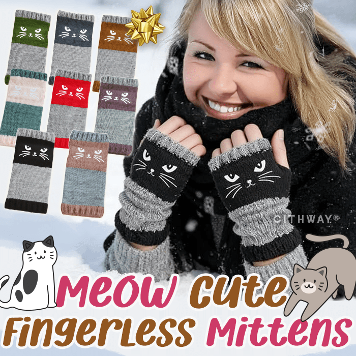 Sfrcord® Meow Winter Cute Fingerless Mittens