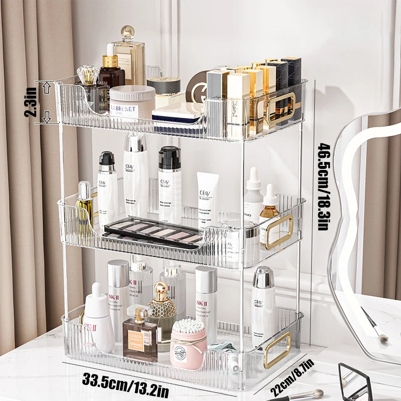 &Bathroom Organizer Shelf Acrylic Makeup Storage Rack Large Capacity Skincare Cosmetic Liptick Home Kitchen Desktop Holder