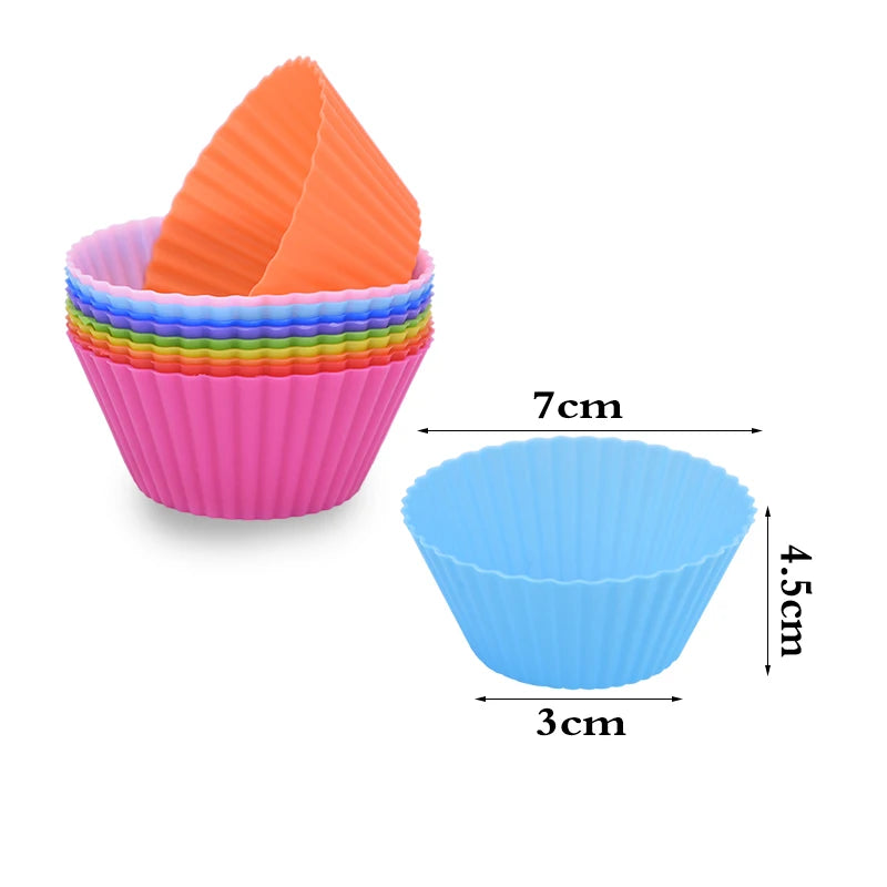 &12pcs/lot Silicone Cake Cup Round Shaped Muffin Cupcake Baking Molds Home Kitchen Cooking Supplies Cake Decorating Tools