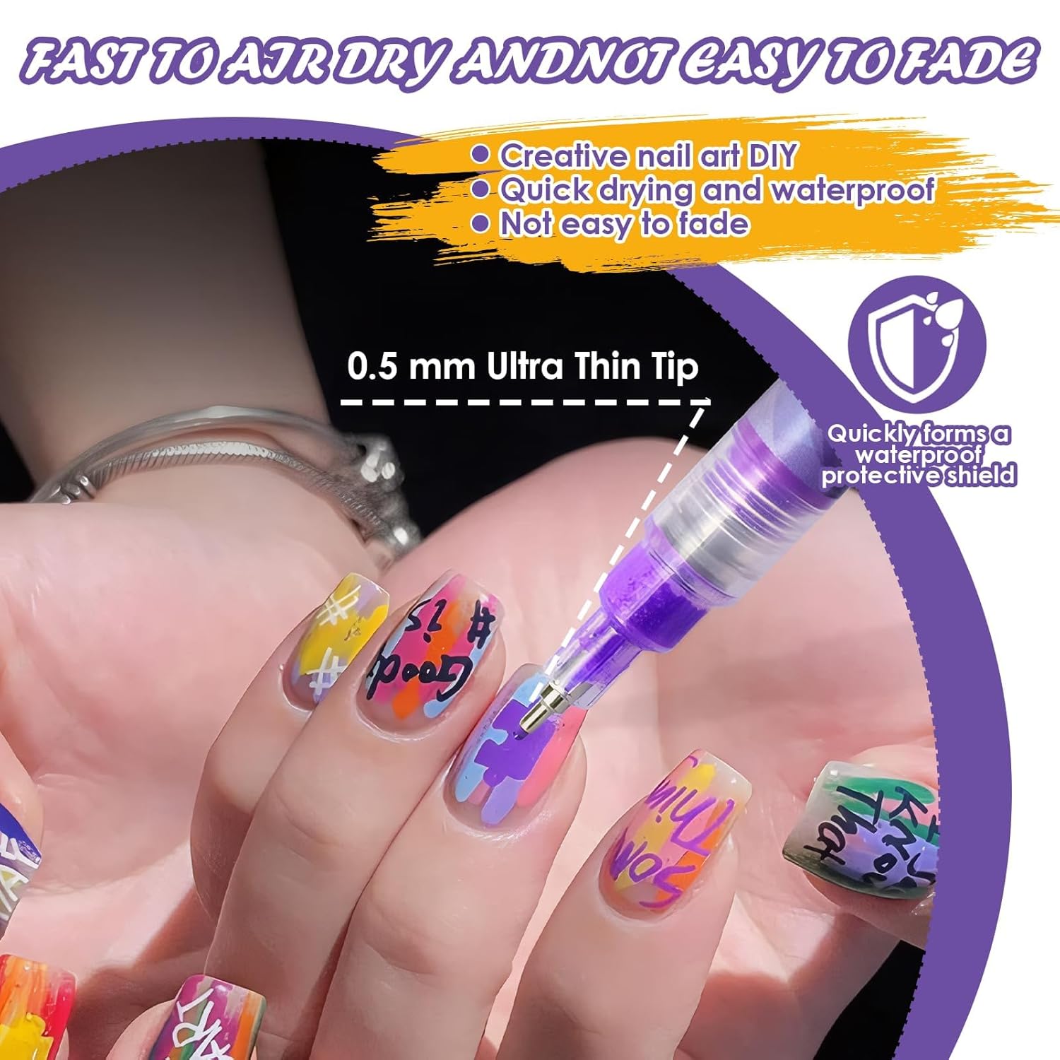 12 Farben 3D Nagellack Stift Set, Nail Art Markert, DIY Linie Nagelkunst Graffiti, Nagelspitze Nail Art Beauty Schmücken Maniküre Werkzeuge, Nagellackstifte Nageldesign für Weihnachten