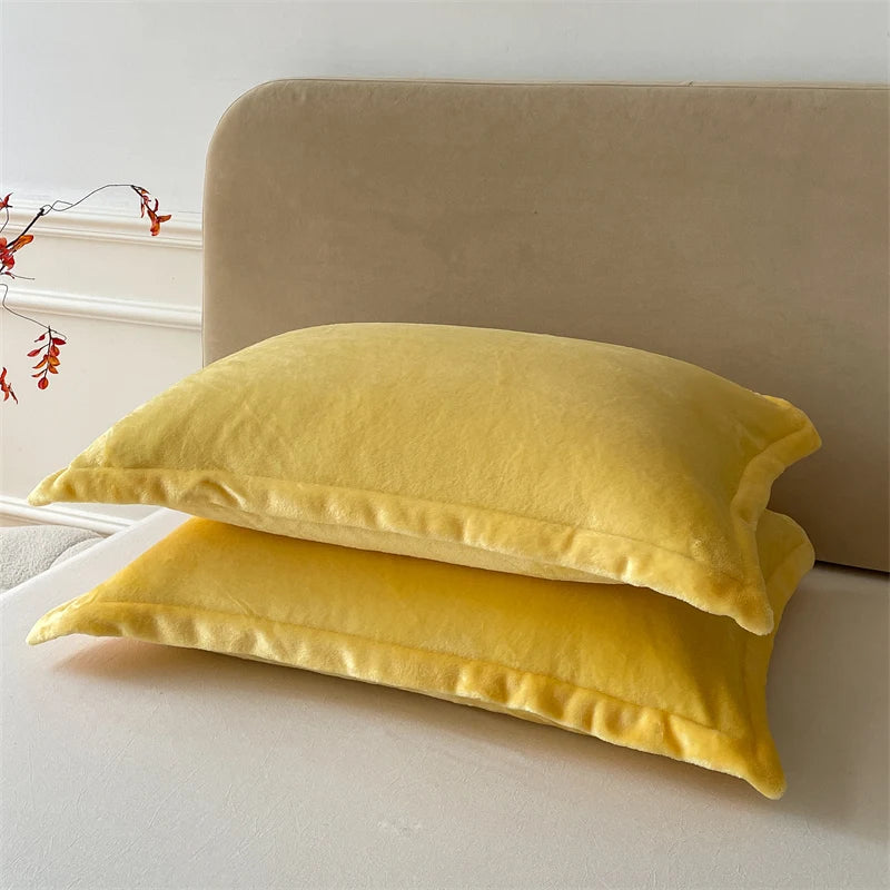 Solid Color Pillows Cover Velvet Pillowslip funda almohada 48x74cm Pillowcase Rectangle Cushion Cover 2pcs Warm Pillow Cases