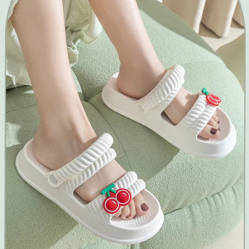 Women Slipper Clog Sandals Strawberry Fruit Cute Cloud Summer Flip Flops Beach Slides Home House Casual Cherry Shoes Flat Female