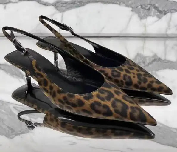 Pointed Toe Leopard Printed High Heel Shoes Sexy Slingback Thin Heels Pump Women Fashion Dress Shoes