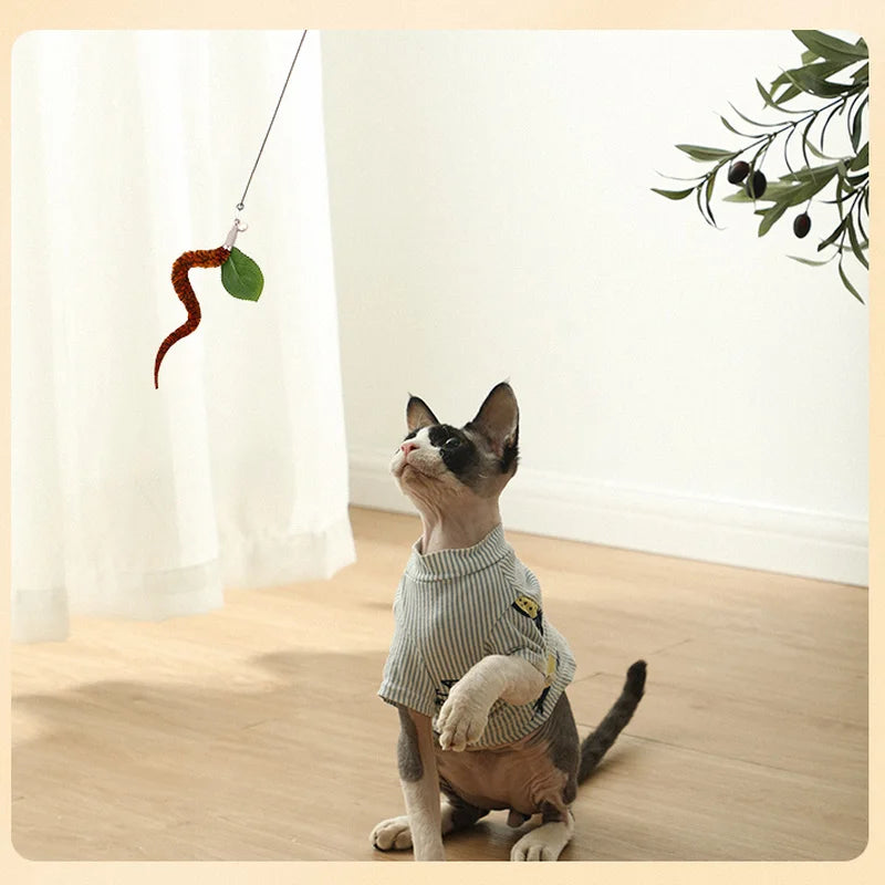 Caterpillar Cat Toy Set Cat Feather Teaser Wand Toy for Kitten Cat dog Plush Worms Interactive Training Playing Stick Pet Toy