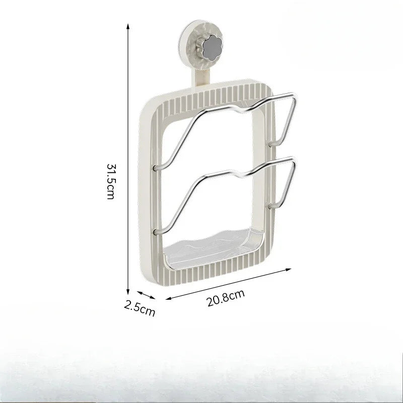 Suction cup pot lid holder placer free wall-mounted kitchen shelf multifunctional chopping board rack double draining
