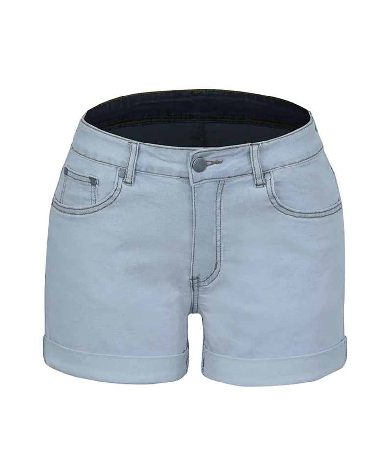 Summer Fashion Casual Commuter Denim Shorts Slim Hip Lift Stretch Three Quarter Pants Female Comfortable High Waist Breechcloth