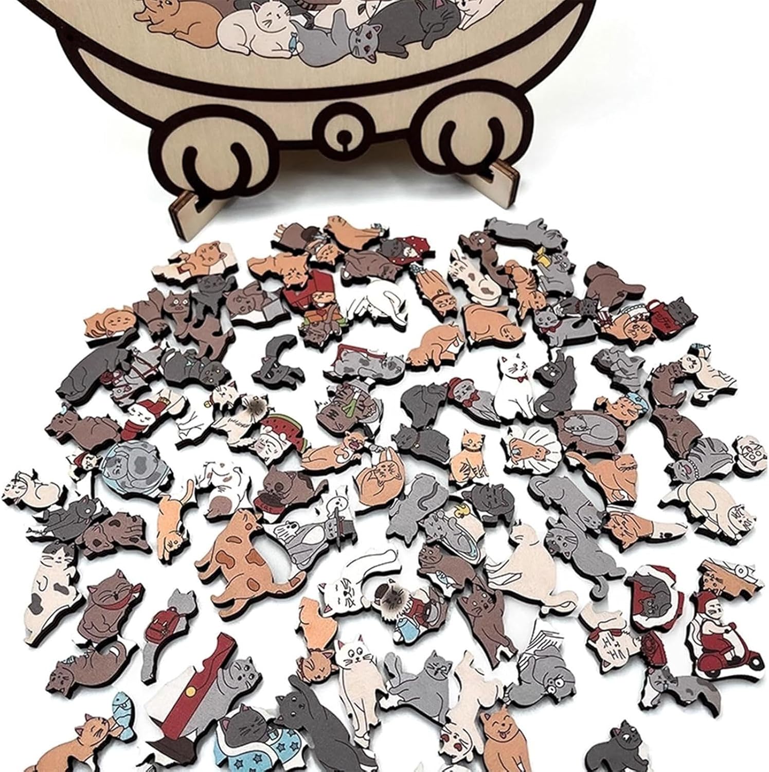 2026 Neuer katzenförmiges Holzpuzzle Erwachsene, 135 Teiliges Colored katzenpuzzle, Einzigartige Katzen Puzzle, Aatürlich Puzzleteile Dekoratives, für Kinder und Erwachsene