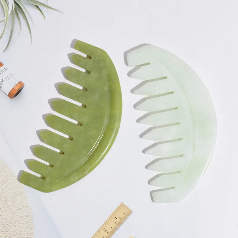 Jade Massage Comb Head Massager Hair Brush Gua Sha Board Stone Body Massage Brush Scalp Massager Meridian Comb Head Beauty Tool