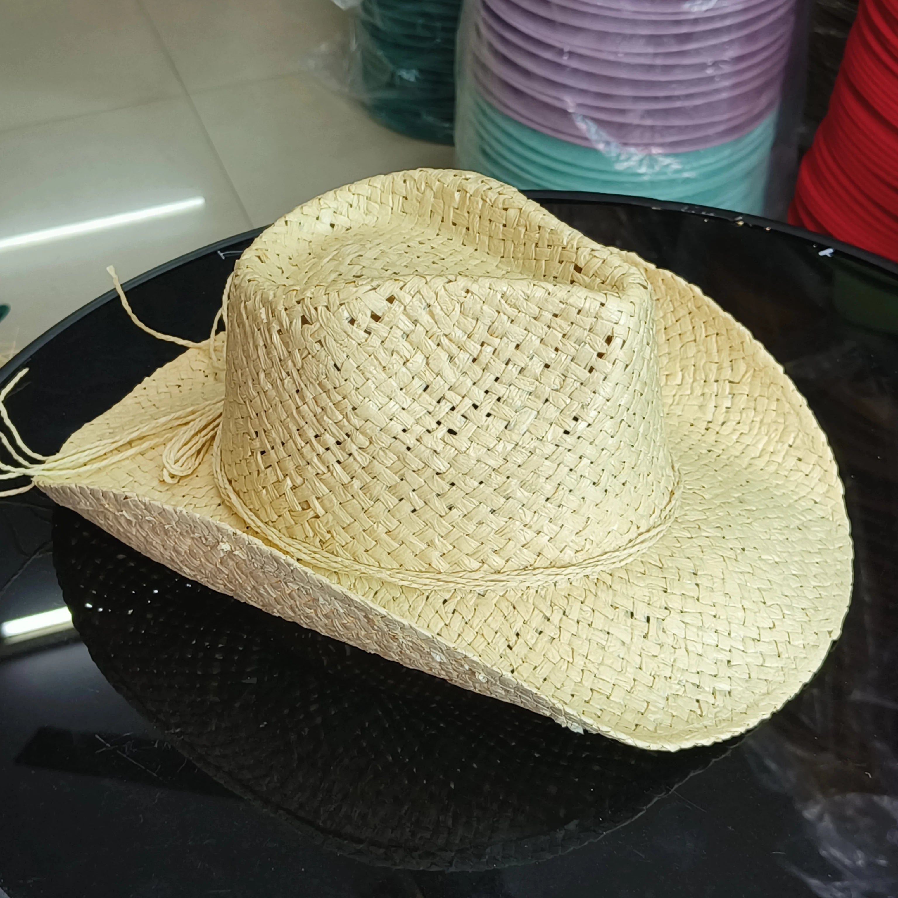 Western Cowboy Straw hat women Fashion Large Brim straw hat Party Outdoor summer cowboy Sunshade Jazz Hat sombrero vaquero hombr