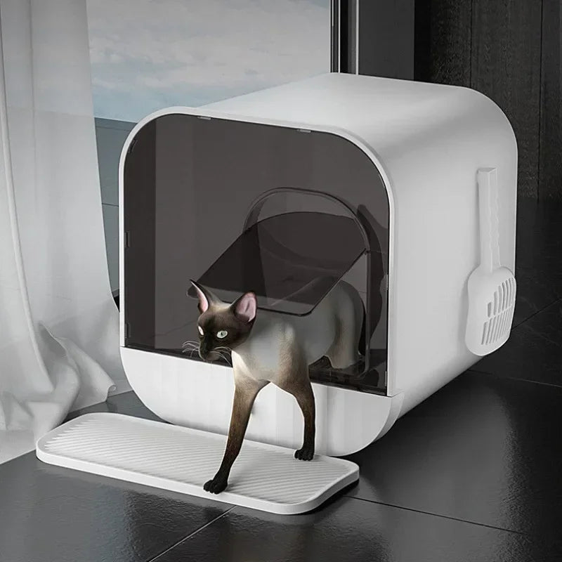 Large Space Cat Litter Box with Cat Litter Scoop Drawer Type Cat Toilet Fully Enclosed Anti-splash Cat Litter Box Pet Supplies