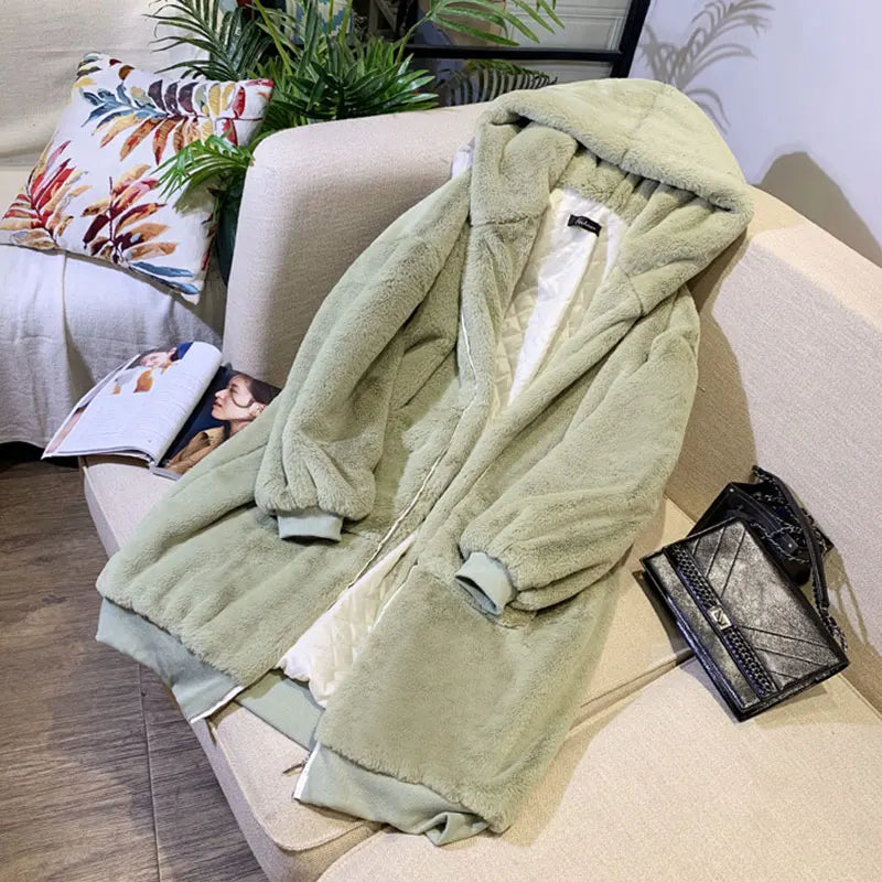 Oversized Winter Faux Fur Coat Women Parka Long Warm Faux Fur Jacket Coats Hoodies Loose Winter Coat Outwear Casaco Feminino