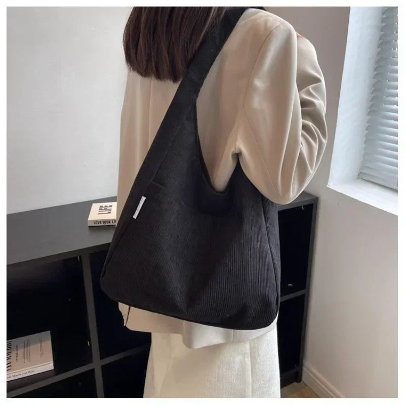 Women's Tote Bag For Women Travel Solid Shopper Bag Corduroy Simple Casual Large Capacity Designer Handbags Canvas Shoulder Bag