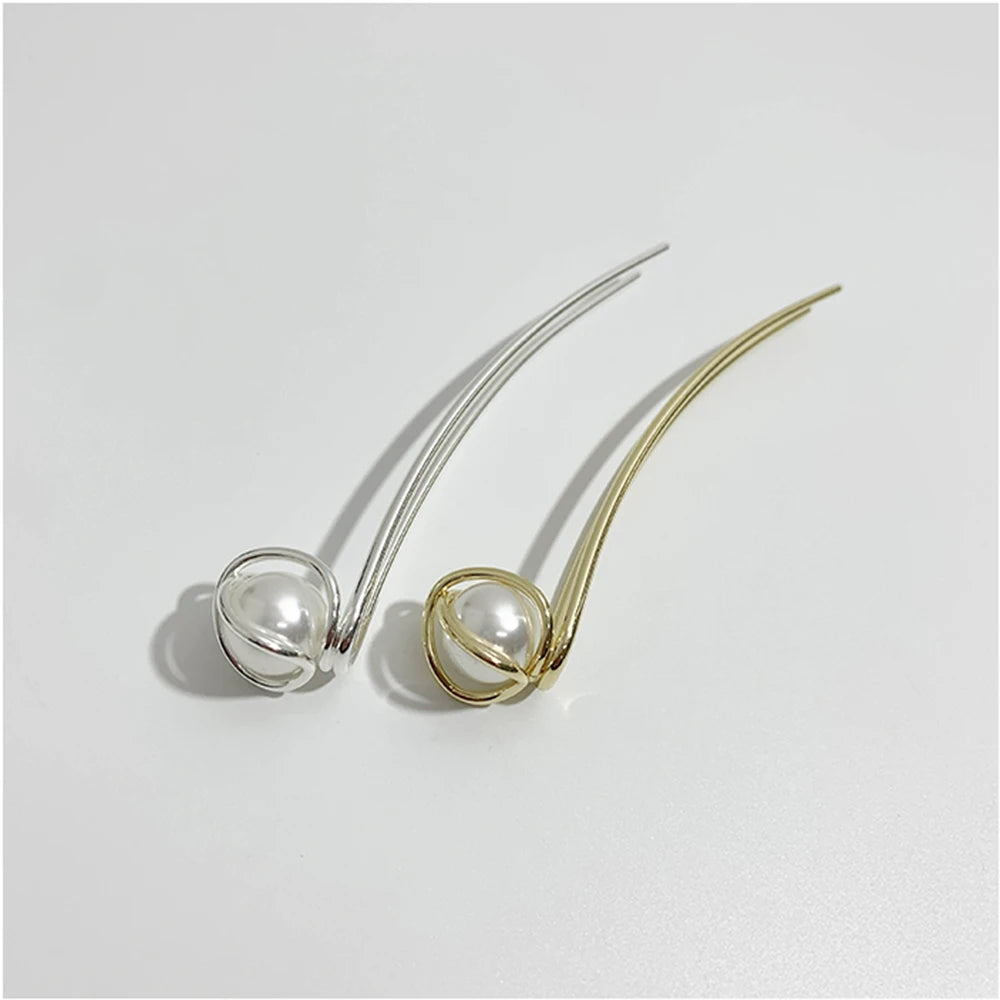 Fashion Metal Hair Sticks Fork Hairpin Elegant Women Hair Clip Pins U Shape Girls Hairpins Hair Bun Maker Headwear Accessories