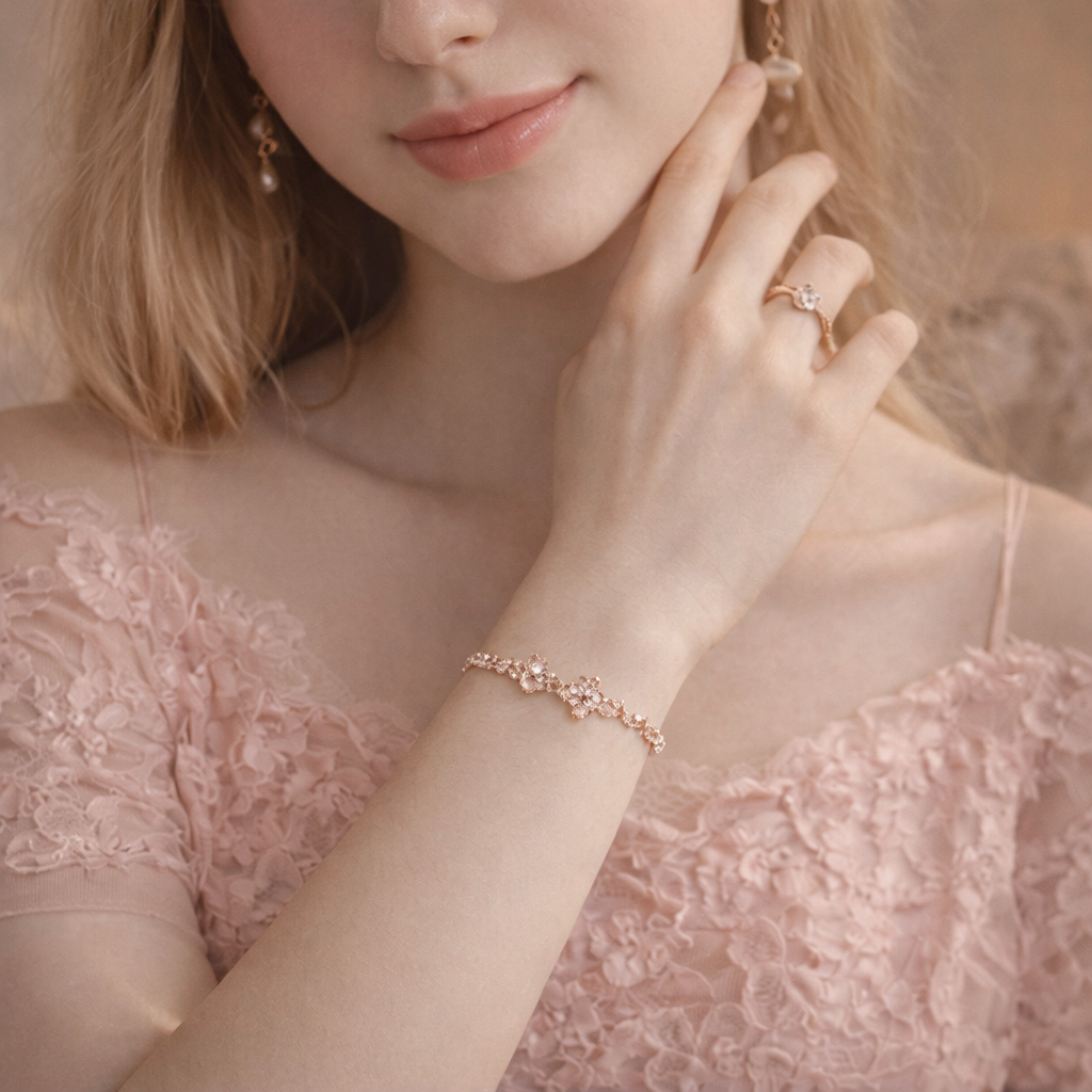 Pink Floral Adjustable Bracelet