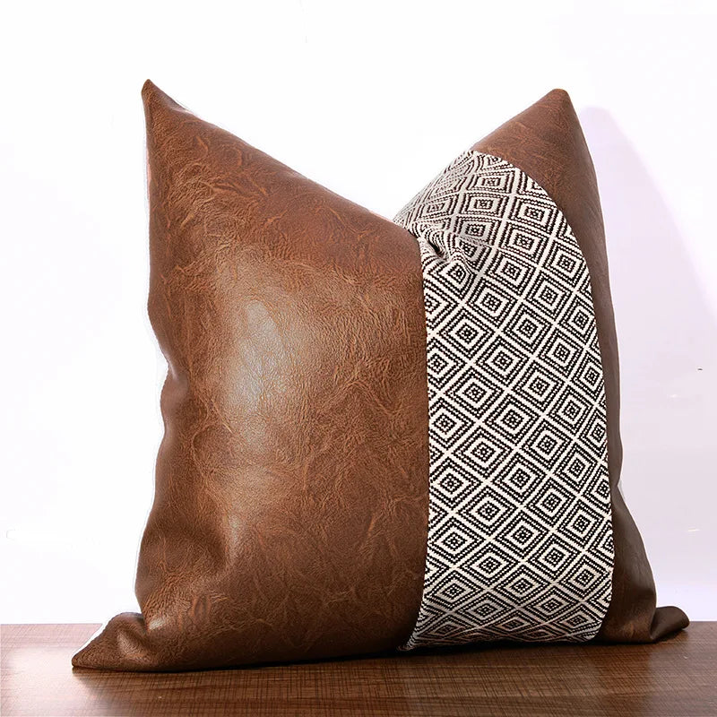 Cushion Cover Luxury Pillow Case 45*45 Sofa Decorative PU Leather Cushion For Living Room Bedroom Car Decor New