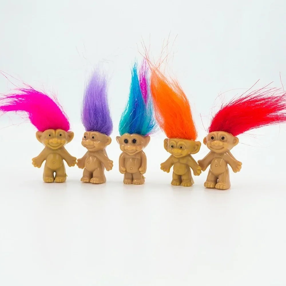 5Pcs/lot Funny Trolls Dolls Anime Action Figure Colorful Hair Family Members Models Kids Toys for Children Gift Nostalgic Adult