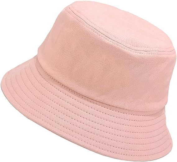 LUCKYSONG Solid Color Bucket Hat for Women Summer Beach Fishmen Hat for Lady Adult Unisex Cotton Cap…