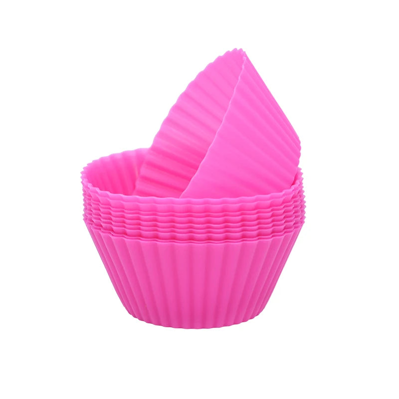 &12pcs/lot Silicone Cake Cup Round Shaped Muffin Cupcake Baking Molds Home Kitchen Cooking Supplies Cake Decorating Tools