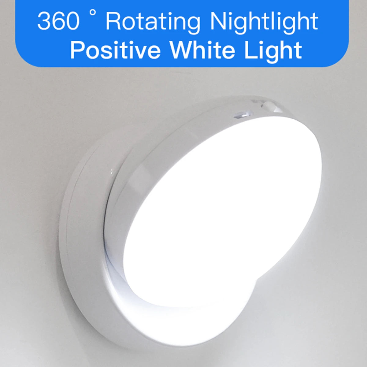 Motion Sensor Night Light 360° Rotating LED Night Light Cabinet Light Portable Battery Night Light For Bedroom Hallway Kitchen