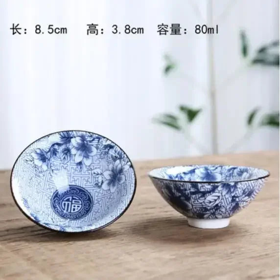 6 sets Chinese ceramic cups fish cups blue and white  teapot small porcelain tea bowl tea cup teaset accessories drink Drinkware