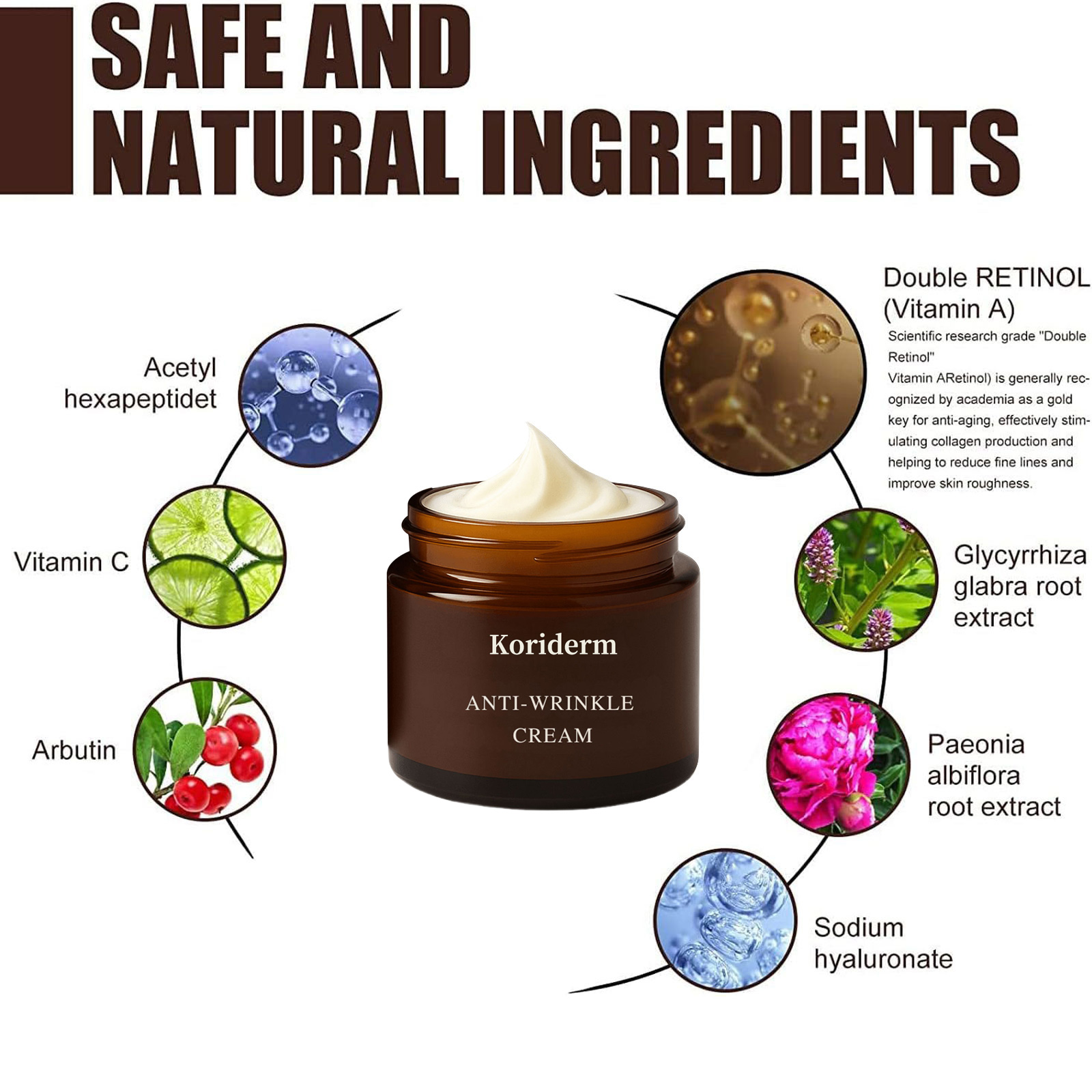 Retinol Anti-Wrinkle Cream, Firms and lifts skin, effectively reduces wrinkles and fine lines, deeply moisturizes