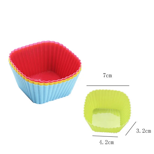 &12pcs/lot Silicone Cake Cup Round Shaped Muffin Cupcake Baking Molds Home Kitchen Cooking Supplies Cake Decorating Tools