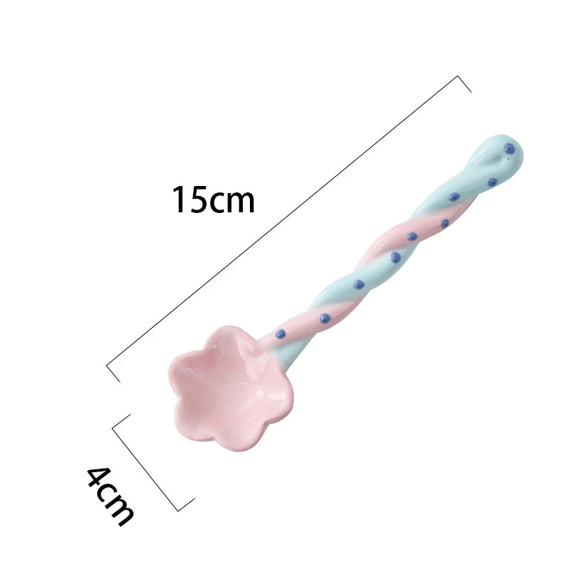 Spoon Cute Creative High Appearance Level Eating Long Handle Ceramic Coffee Stirring Spoon Star Dessert Spoon Kitchen Tools