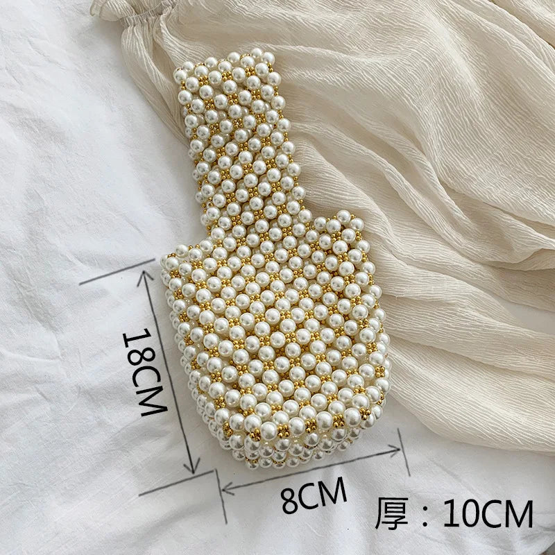 Mini Pearl Bag Handmade Vintage EVA Beaded Fashion Banquet Party Shoulder Bag Female 2024 Wedding Bags Luxury Women's Coin Purse