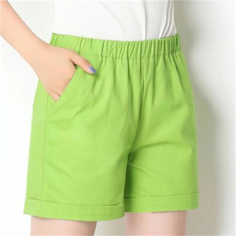 2024 Summer Fashionable Biker Short Candy Color  Beach 100% Cotton Shorts Women Loose Female Short Pants Breechcloth Scanties