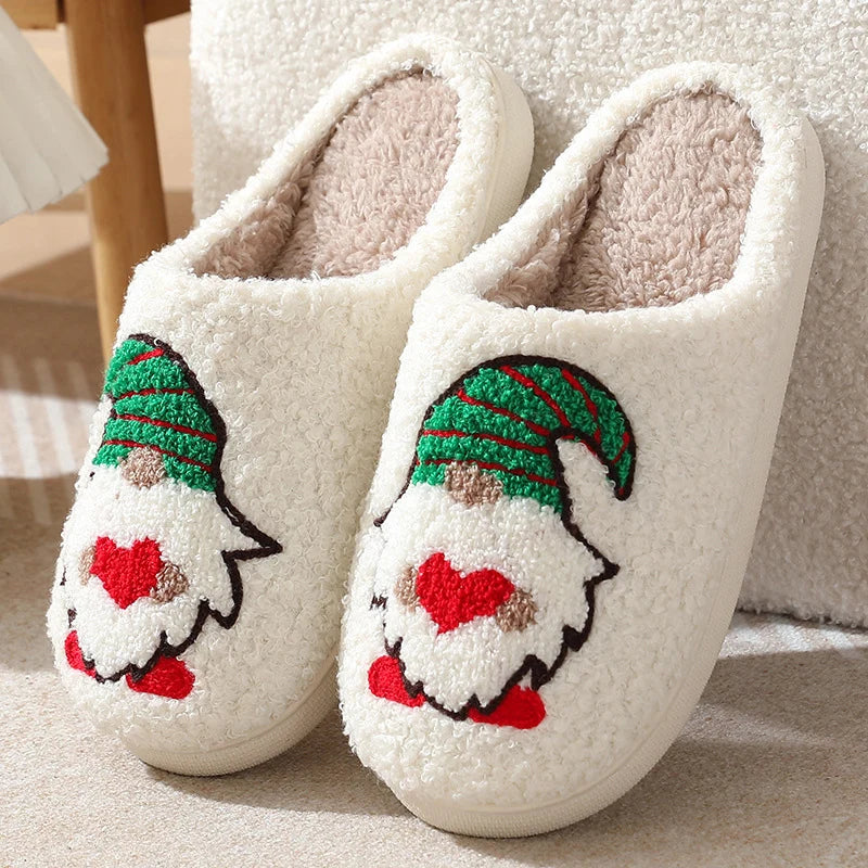 Women Indoor Slippers Soft Comfortable Embroidered Cashmere Slippers Cute Student Autumn Winter Bedroom Plush Slides