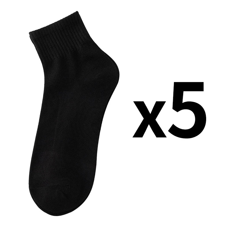 ALLTOOALL 5Pairs/Lot Men's Solid Color Socks Black White Business Cotton Socks Mesh Casual Sports Sock Man Breathable Short Sock