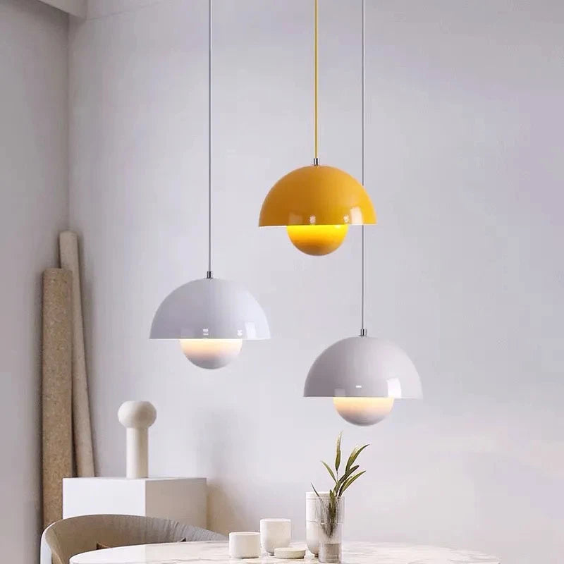 Nordic Flower Semicircular Pendant Light Modern Color Restaurant Hanging Ceiling Lamp Denmark Indoor Living Room Led Chandelier