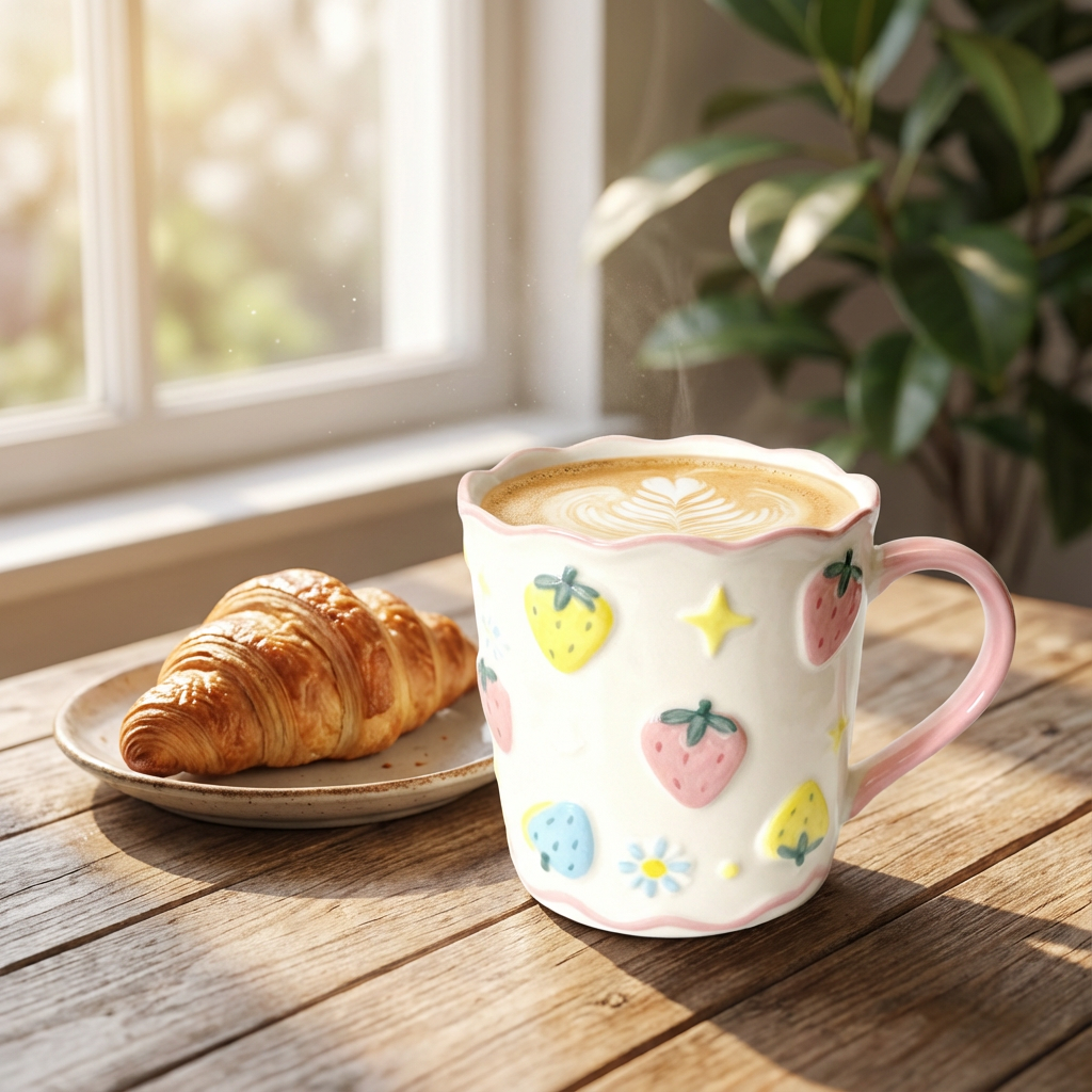Strawberry Meadow Series – Wavy Ceramic Mug