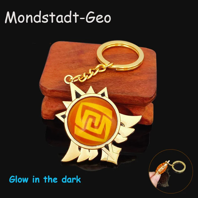 Game Impact Mondstadt Liyue Inazuma Sumeru Cosplay Vision Keychain Pyro Cyro Electro Hydro Geo Anemo Bag Pendant Props