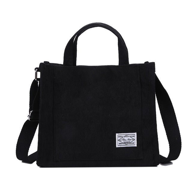 Women Corduroy Zipper Shoulder Bag Small Cotton Canvas Handbag Casual Tote Female Eco Crossbody Bag Vintage Messenger Bags