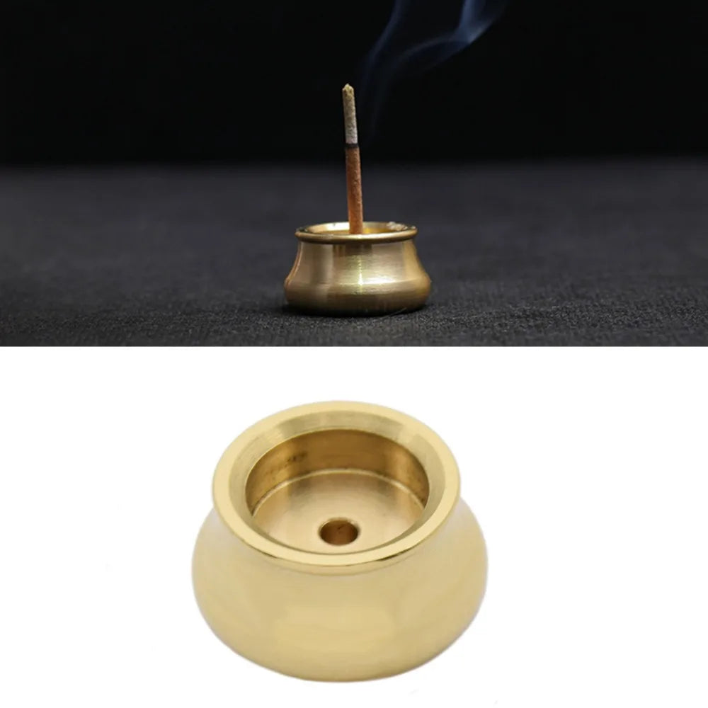 Lychee Life Bowl Shape Brass Incense Burner Holder for Incense Stick Incense Base Living Room Decoration