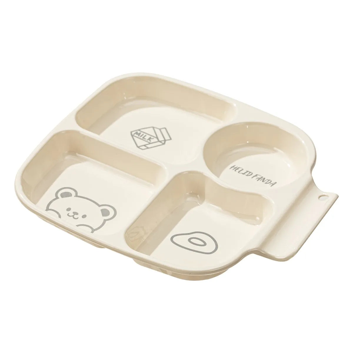 4-Compartment Cute Children Food Plate Dishes Reusable Plastic Snack Dessert Salad Plate Fruit Tray Tableware Dishwasher Safe