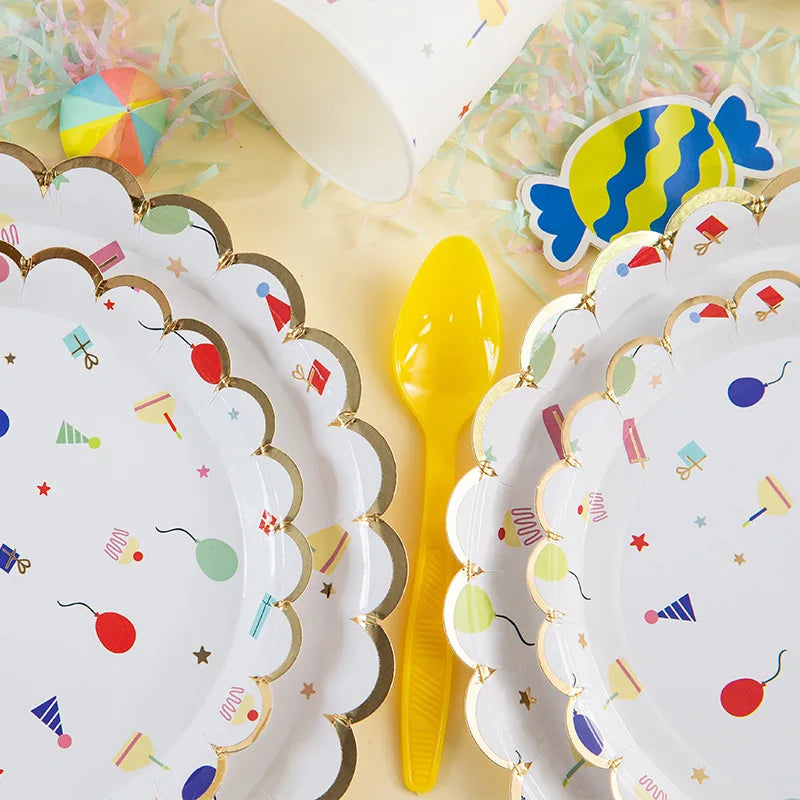 Cartoon Disposable Tableware Theme Party Paper Plate Kids Birthday Baby Shower Party Decorations Festival Tableware Supplies