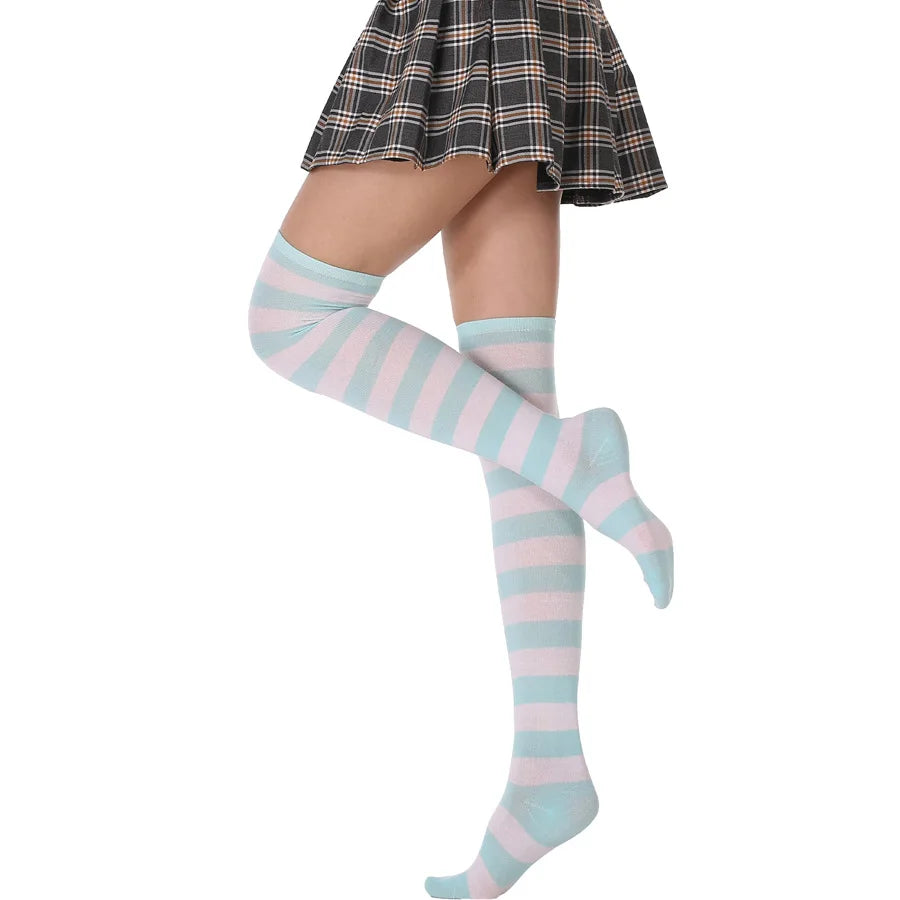 JK Woman Cosplay Stockings Orange Black Strips Lolita Long Socks Over Knee Thigh High Socks Women Compression Socks