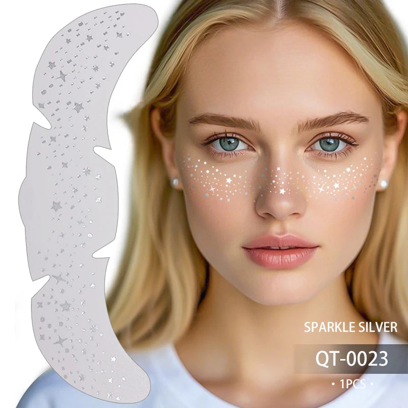 1/5pcs Glitter Skincare Freckles Face Tattoo Stickers Golden Silver Sparkle Freckle Speckle Makeup Patch For Women Face Makeup