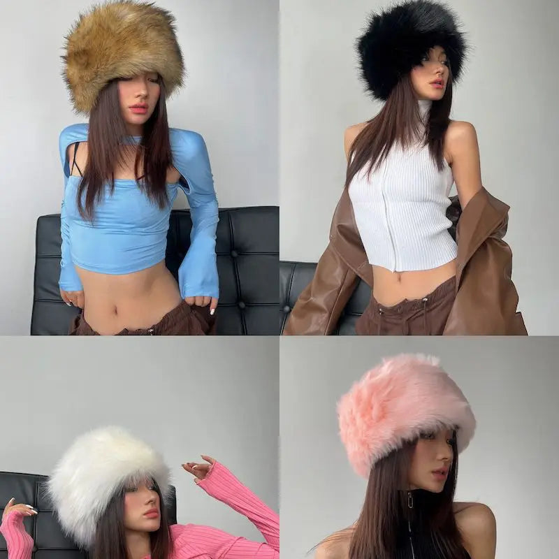 Winter Hat For Women's High Quality Imitation Mink Fur Thickened Warm Pullover Beanie Fashion Y2K Same Style Plush Flat Cap