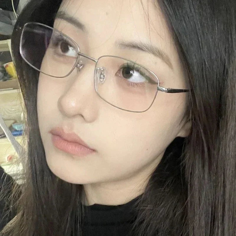 Y2K Harajuku Small Square Frame Glasses Women Retro Metal Eyeglasses Clear Reading Spectacle Blue Light Blocking Eyewear