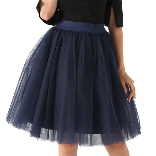 Quality 5 Layers Fashion Tulle Skirt Pleated Skirts Womens Lolita Petticoat Bridesmaids Midi Skirt
