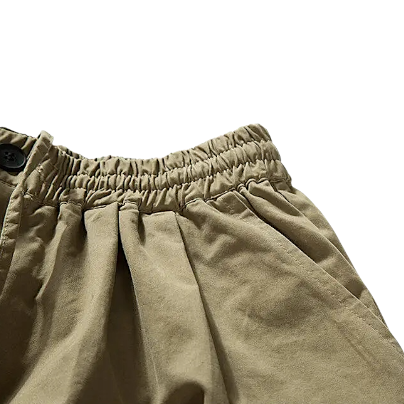 Barrel pleated pants with elastic waist