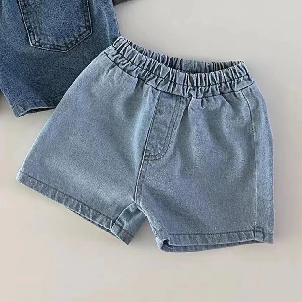 Summer New Baby Denim Shorts Solid Boys Girls Short Jeans Toddler Pocket Pants Infant Shorts Solid Children Clothes