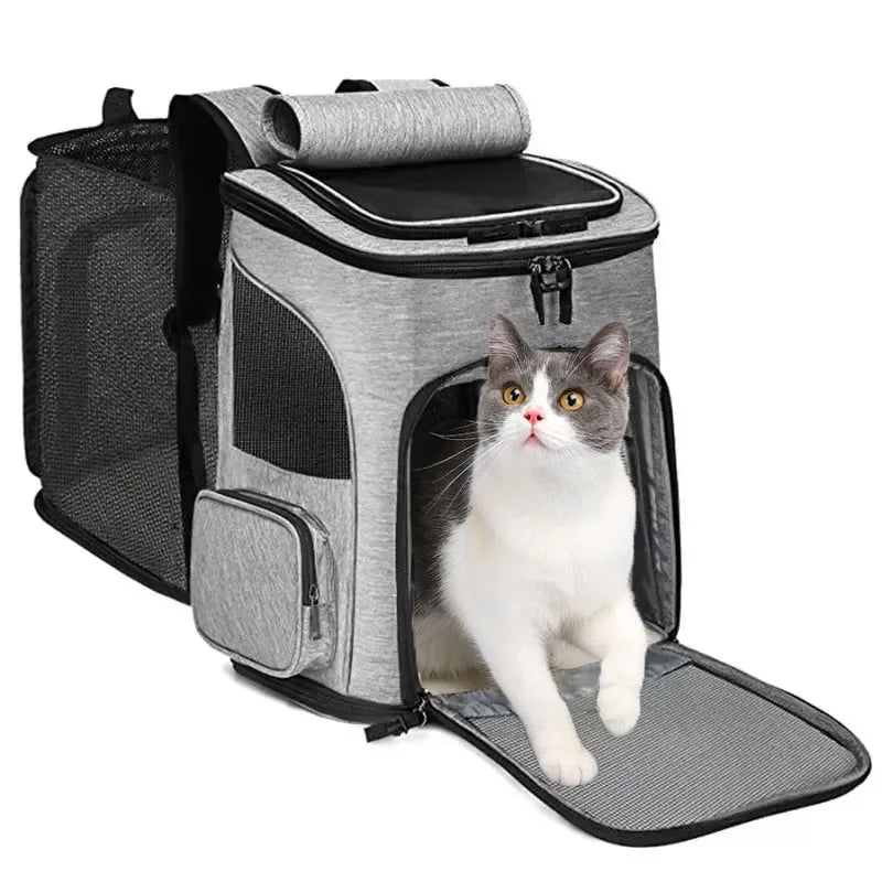 Pet Supplies Out Puppy Backpack Expandable Pet Bag Large Capacity Breathable Portable Cat Backpack Foldable Dog Bag