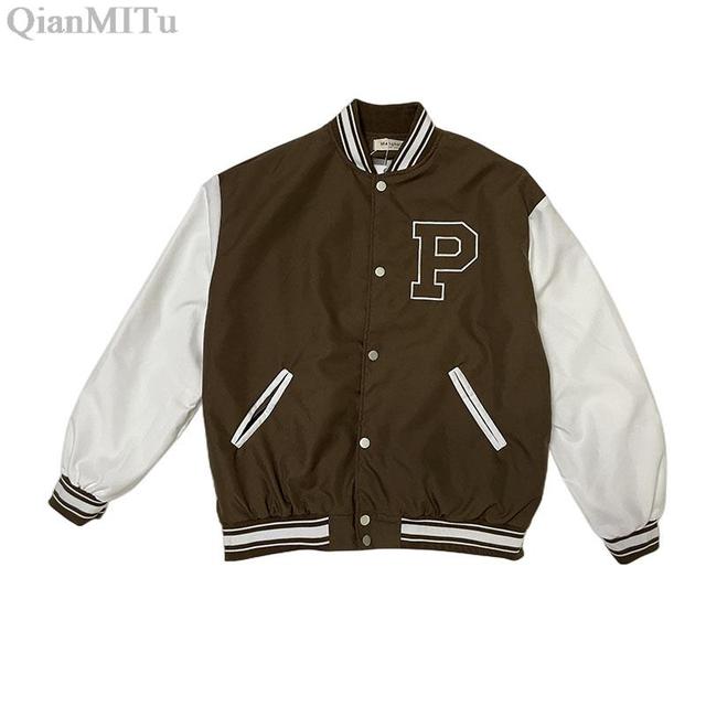 Autumn Winter Fashion Bomber Jackets for Women Streetwear Baseball Uniform Oversized Coat Jackets and Coats Loose student