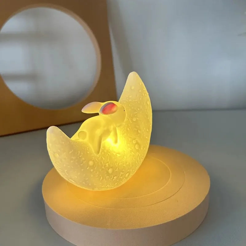 Night Light Sleep Light Moon Rabbit Night Light Bedroom Bedside Atmosphere Light Cute Creative Desktop Decoration Soft Light