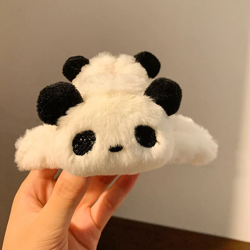 Cute Plush Panda Hair Clip for Women Fashion Cartoon Large Hairgrips Korean Hair Claw Clips Girls Hairpins Hair Accessories