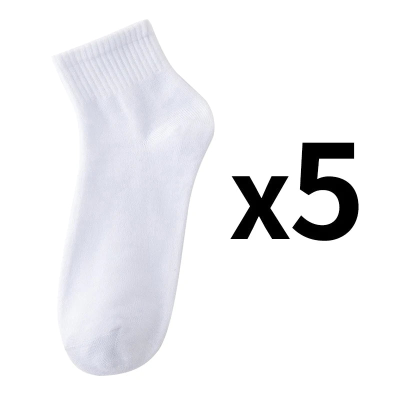 ALLTOOALL 5Pairs/Lot Men's Solid Color Socks Black White Business Cotton Socks Mesh Casual Sports Sock Man Breathable Short Sock